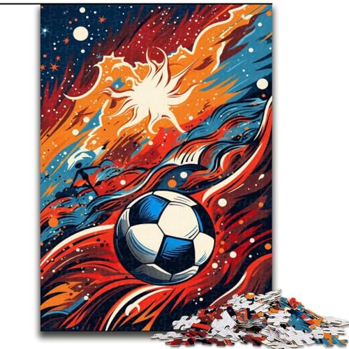 1000-teiliges Puzzle, bunter Fußball, Holzpuzzle für Teenager, Familien-Lernspiele, Heimdekoration, Geschenk (Größe 50x75cm) von WGLINGX