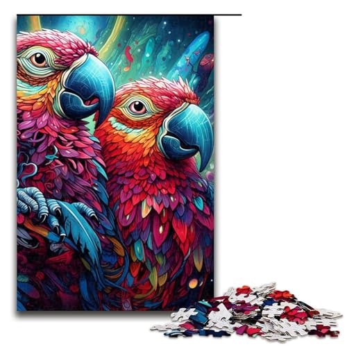 1000-teiliges Puzzle, bunter Papagei, Puzzle für Erwachsene, Holzpuzzle, Heimdekoration (Größe 50 x 75 cm) von WGLINGX