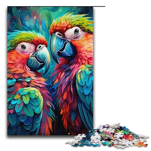 1000-teiliges Puzzle, bunter Papagei, Puzzle für Erwachsene, Kartonpuzzle, anspruchsvolles Spiel (Größe 38 x 26 cm) von WGLINGX