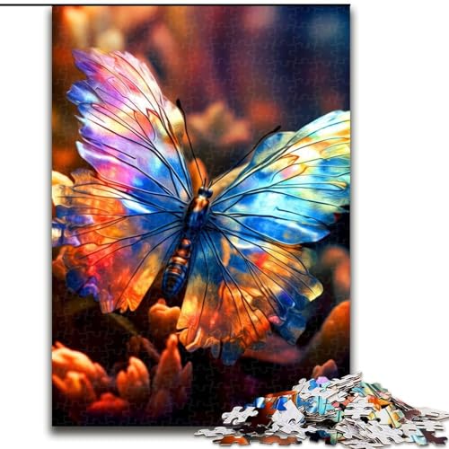1000-teiliges Puzzle, bunter Schmetterling, Holzpuzzle für Erwachsene, Kunstwerk-Dekor, Intelligenzspielzeug für Familien-Indoor-Spiele (Größe 26x38cm) von WGLINGX
