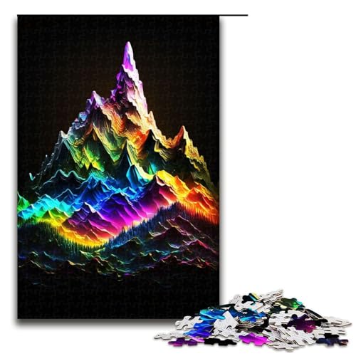 1000-teiliges Puzzle, buntes Berg-Holzpuzzle für Erwachsene, moderner Stil, Unisex (Größe 50 x 75 cm) von WGLINGX