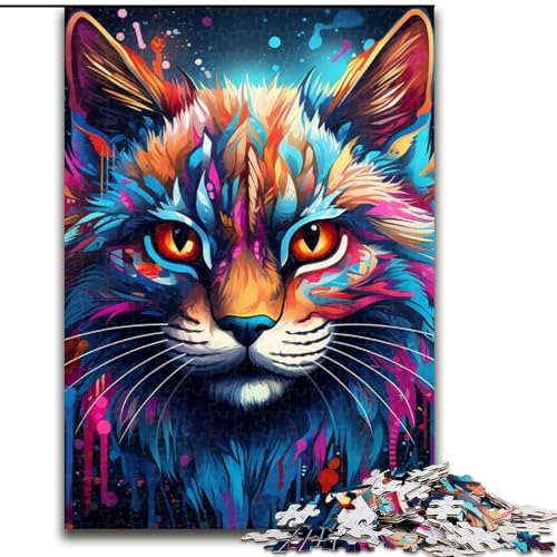 1000-teiliges Puzzle, buntes Luchs-Holzpuzzle, Geburtstage, Weihnachten, Halloween, Erntedankfest, Ostern (Größe 50x75cm) von WGLINGX