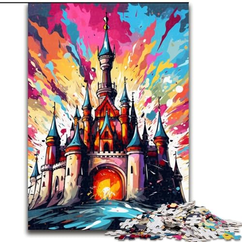 1000-teiliges Puzzle, buntes Schloss, Holzpuzzle, Geburtstage, Weihnachten, Halloween, Erntedankfest, Ostern (Größe 50x75cm) von WGLINGX