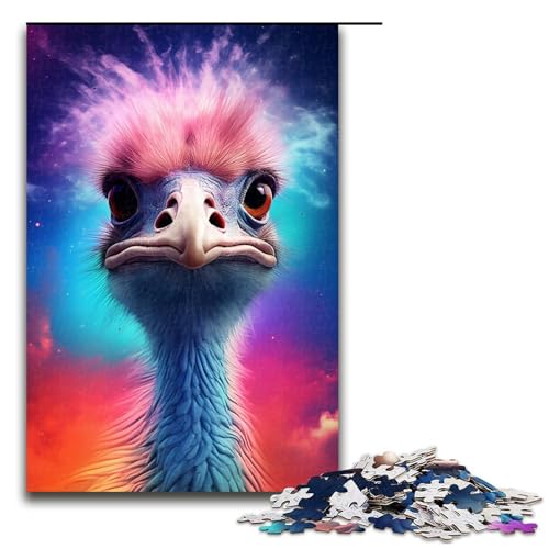 1000-teiliges Puzzle, buntes Straußen-Puzzle für Erwachsene, Holzpuzzle, Lernspielzeug (Größe 50 x 75 cm) von WGLINGX