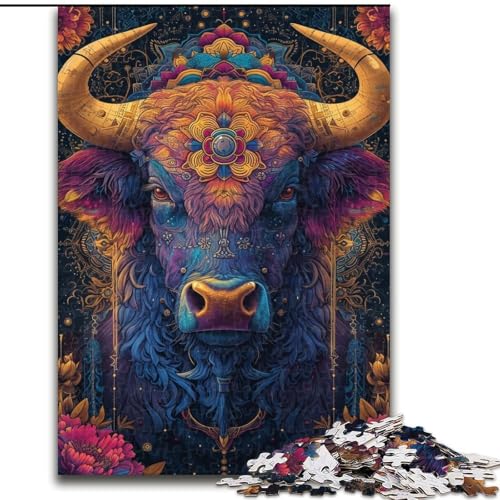 1000-teiliges Puzzle, buntes Yak, 1000-teiliges Puzzle, ideal für Büro, Schlafzimmer, Wohnzimmerdekoration (Größe 26x38cm) von WGLINGX