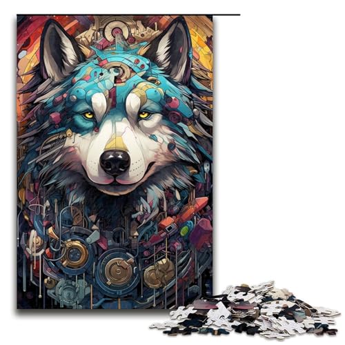 1000-teiliges Puzzle, buntes mechanisches Hunde-Puzzle für Erwachsene, Holzpuzzle, Lernspielzeug, Familienspiele (Größe 50 x 75 cm) von WGLINGX