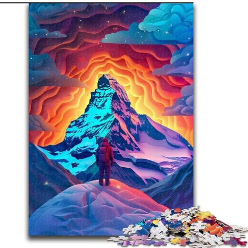 1000-teiliges Puzzle, farbenfrohe, schöne Berge, Holzpuzzle für Teenager, Familien-Lernspiele, Heimdekoration, Geschenk (Größe 50x75cm) von WGLINGX