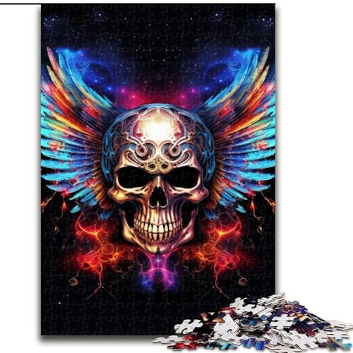 1000-teiliges Puzzle, farbenfroher Kunst-Totenkopf, Holzpuzzle, anspruchsvolles DIY-Denkspiel, interaktive Familienaktivität (Größe 38x26cm) von WGLINGX