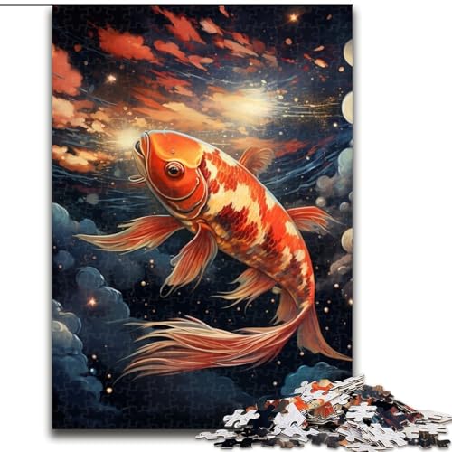 1000-teiliges Puzzle, farbenfrohes Art-Koi-Puzzle aus Pappe, anspruchsvolles DIY-Denkspiel, interaktive Familienaktivität (Größe 26x38cm) von WGLINGX