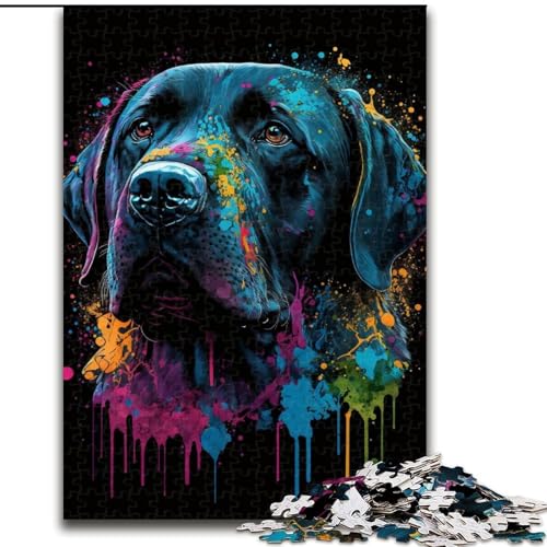 1000-teiliges Puzzle, farbenfrohes Kunst-Labrador-Puzzle, Holzpuzzle für Teenager, Familien-Lernspiele, Heimdekoration, Geschenk (Größe 50x75cm) von WGLINGX