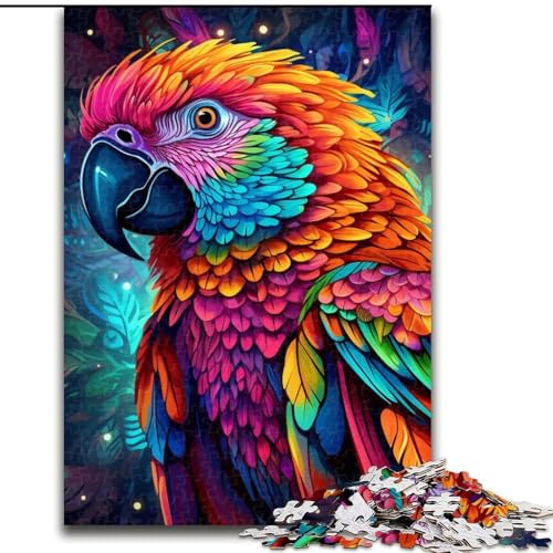 1000-teiliges Puzzle, farbenfrohes Kunst-Papagei-Puzzle aus Pappe, Geburtstage, Weihnachten, Halloween, Erntedankfest, Ostern (Größe 26x38cm) von WGLINGX