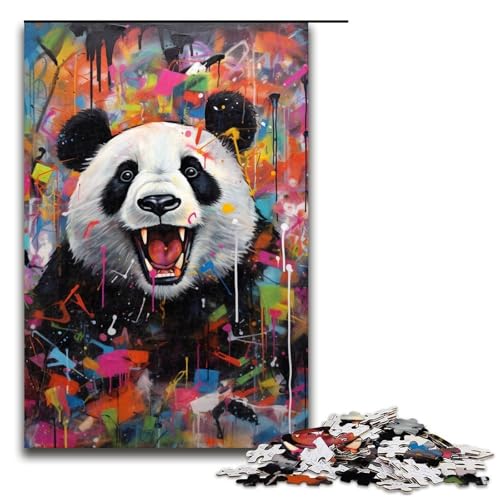 1000-teiliges Puzzle, farbenfrohes Panda-Holzpuzzle für Erwachsene, moderner Stil, Unisex (Größe 50 x 75 cm) von WGLINGX