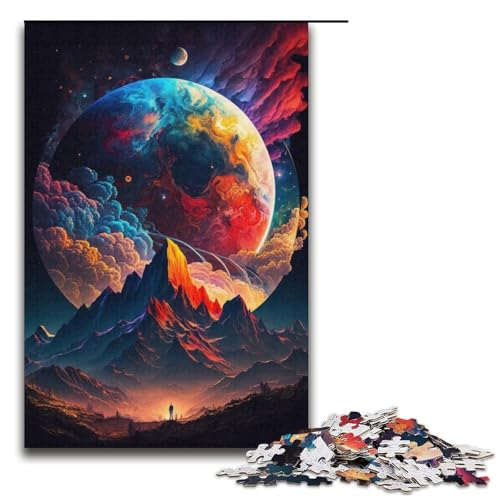 1000-teiliges Puzzle, farbenfrohes Planeten-Berge-Puzzle aus Pappe für Erwachsene, moderner Stil, Unisex (Größe 38 x 26 cm) von WGLINGX