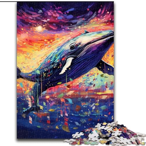1000-teiliges Puzzle, farbenfrohes Wal-Holzpuzzle, Geburtstage, Weihnachten, Halloween, Erntedankfest, Ostern (Größe 50x75cm) von WGLINGX