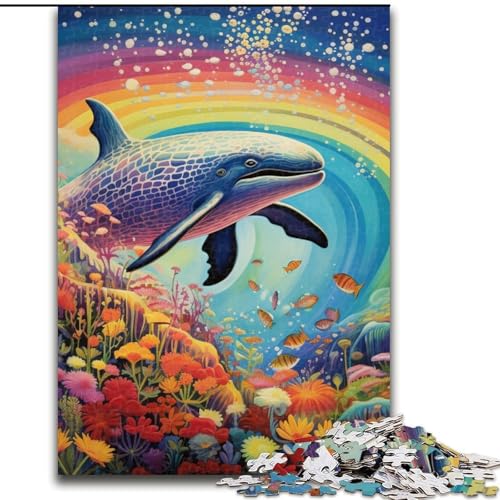 1000-teiliges Puzzle, farbenfrohes Wal-Holzpuzzle, Geburtstage, Weihnachten, Halloween, Erntedankfest, Ostern (Größe 50x75cm) von WGLINGX