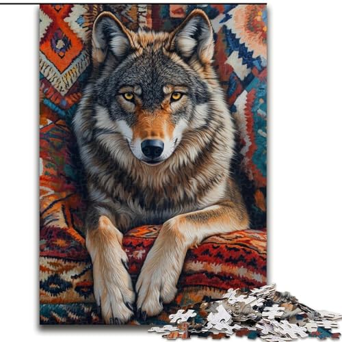 1000-teiliges Puzzle, indischer Wolf, 1000-teiliges Puzzle für Erwachsene, Lernspiele, schöne Dekoration (Größe 26x38cm) von WGLINGX