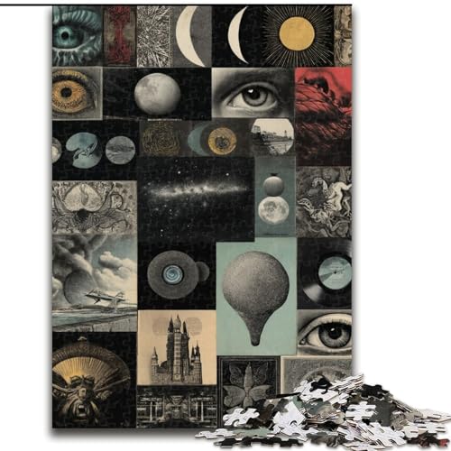 1000-teiliges Puzzle, künstlerische Mondcollage, 1000-teiliges Puzzle für Erwachsene, Lernspiele, schöne Dekoration (Größe 50x75cm) von WGLINGX