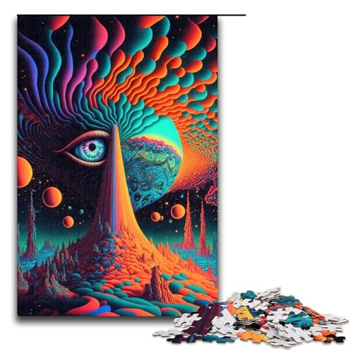 1000-teiliges Puzzle, psychedelische Puzzles für Holzpuzzle, Lernspielzeug (Größe 50 x 75 cm) von WGLINGX
