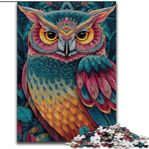 1000-teiliges Puzzle, süße kleine Eule, Puzzles mit 1000 Teilen für Erwachsene, Teenager, Stressabbau, Cooles einzigartiges Geschenk für die Familie (Größe 26x38cm) von WGLINGX