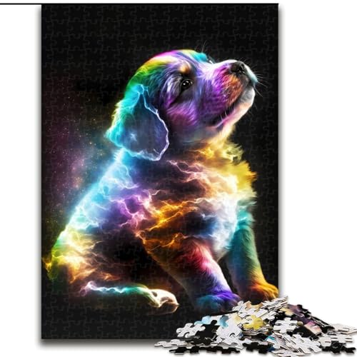 1000-teiliges Puzzle, süßer Galaxie-Welpe, Holzpuzzle für Erwachsene, Kunstwerk-Dekor, Intelligenzspielzeug für Familien-Indoor-Spiele (Größe 26x38cm) von WGLINGX