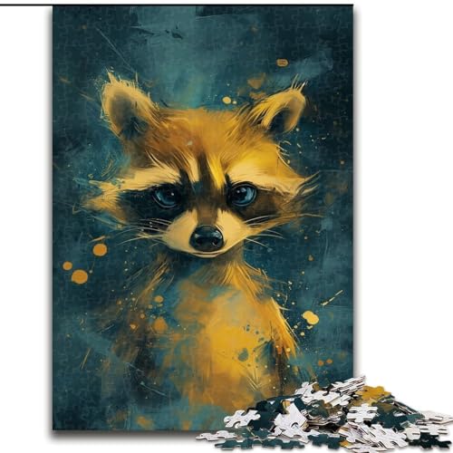 1000-teiliges Puzzle, süßer Kleiner gelber Waschbär, 1000-teiliges interaktives Familienspiel, ideal für Teenager, Denksport-Geschenk (Größe 26x38cm) von WGLINGX