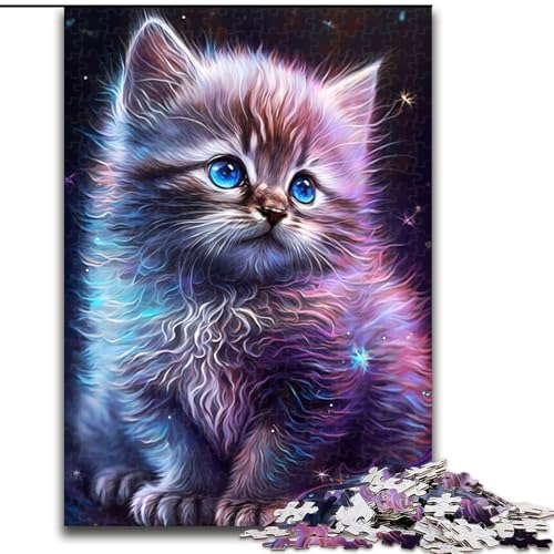 1000-teiliges Puzzle, süßes Galaxiekätzchen, 1000-teiliges Puzzle-Geschenk, Geburtstage, Feiertage und zur Heimdekoration, Größe 26x38cm von WGLINGX