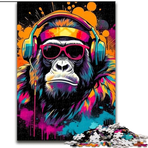 1000-teiliges Puzzle „AFFE DJ Musik“, 1000 Teile, anspruchsvolles Denkspiel für Teenager und Familien, Größe 26x38cm 1000-teiliges Puzzle „AFFE DJ Musik“, 1000 Teile, anspruchsvolles Denkspiel für Teenager und Familien, Größe 26x38cm von WGLINGX