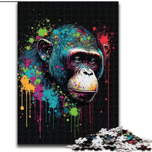1000-teiliges Puzzle „AFFE malen“, 1000-teiliges Puzzle, ideal für Büro, Schlafzimmer, Wohnzimmerdekoration (Größe 26x38cm) von WGLINGX
