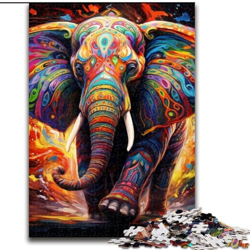 1000-teiliges Puzzle „Afrikanische Elefanten“, Holzpuzzle, Geburtstage, Weihnachten, Halloween, Erntedankfest, Ostern (Größe 50x75cm) von WGLINGX