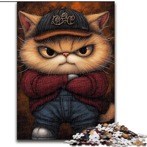 1000-teiliges Puzzle „Art Cat“ – 1000-teiliges Puzzle zur Stärkung der Familienbindung, einzigartiges Geschenk für Feiertage und Geburtstage (Größe 50x75cm) von WGLINGX