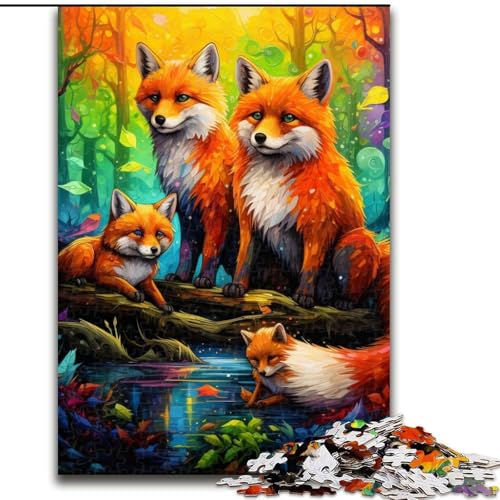 1000-teiliges Puzzle „Art Fox“ aus Pappe, Geburtstage, Weihnachten, Halloween, Thanksgiving, Ostern (Größe 26x38cm) von WGLINGX