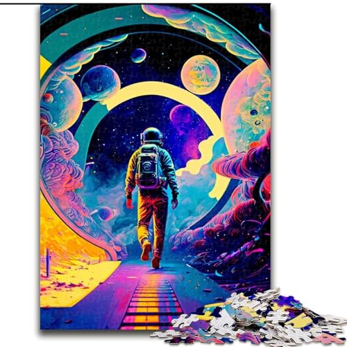 1000-teiliges Puzzle „Astronaut“, Bunte Holzpuzzles, Geburtstage, Weihnachten, Halloween, Erntedankfest, Ostern (Größe 50x75cm) von WGLINGX