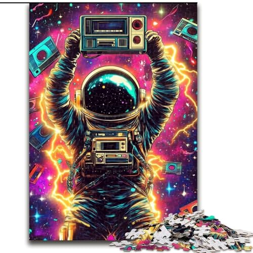 1000-teiliges Puzzle „Astronaut DJ“ aus Holz für Erwachsene, perfekt als Dekoration für Zuhause und Büro, für Partys, Geburtstage und Feiertagsgeschenke (Größe 50x75cm) von WGLINGX