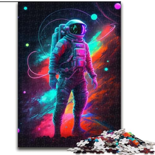 1000-teiliges Puzzle „Astronaut der Galaxie“, Holzpuzzle für Erwachsene, Kunstwerk-Dekor, Intelligenzspielzeug für Familien-Indoor-Spiele (Größe 26x38cm) von WGLINGX