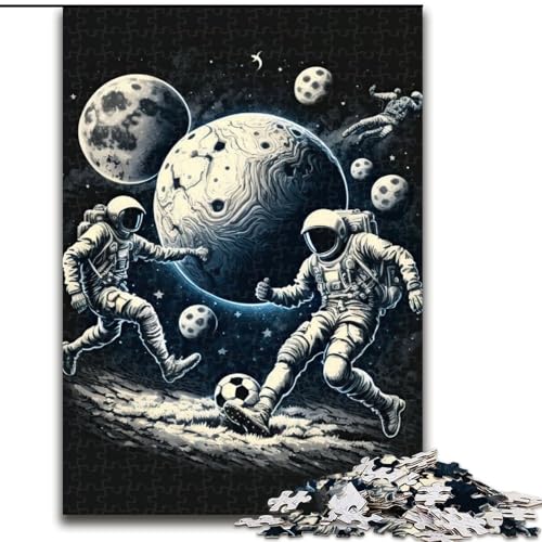 1000-teiliges Puzzle „Astronaut spielt Fußball“, Puzzle für Erwachsene, 1000-teilige Aktivität für Erwachsene und die ganze Familie, DIY-Heimdekoration, Geschenk, Größe 50x75cm von WGLINGX