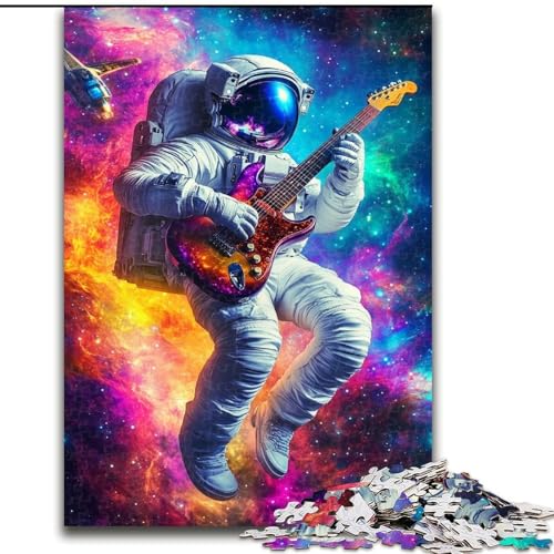 1000-teiliges Puzzle „Astronaut spielt Gitarre“, 1000-teiliges Puzzle, anspruchsvolles Denkspiel, Spieleabend mit der Familie (Größe 50x75cm) von WGLINGX