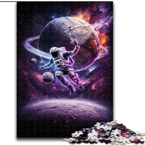 1000-teiliges Puzzle „Astronauten Spielen Basketball“, 1000-teiliges Puzzle, anspruchsvolles DIY-Denkspiel, interaktive Familienaktivität (Größe 26x38cm) von WGLINGX