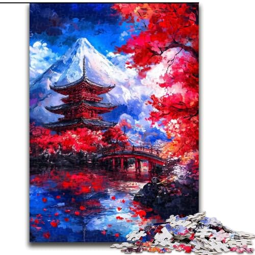 1000-teiliges Puzzle „Berg Fuji“, Japan 1000-teiliges Puzzle für Teenager und Familienspaß, (Größe 50x75cm) von WGLINGX