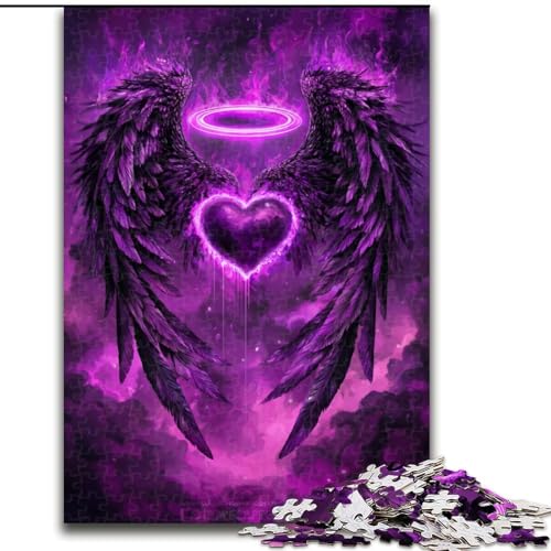 1000-teiliges Puzzle „Black Wings Purple“, Puzzle für Erwachsene, anspruchsvolles DIY-Denkspiel, interaktives Familienspiel (Größe 50x75cm) von WGLINGX