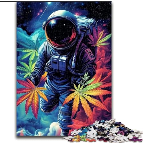 1000-teiliges Puzzle „Blätter und Astronauten“, 1000-teiliges Puzzle, Heimdekoration, Familienspaß, ab 14 Jahren (Größe 50x75cm) von WGLINGX