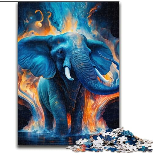 1000-teiliges Puzzle „Blauer Elefant“, Holzpuzzle, anspruchsvolles DIY-Denkspiel, interaktive Familienaktivität (Größe 38x26cm) von WGLINGX