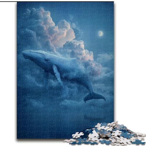 1000-teiliges Puzzle „Blauwal in den Wolken“, 1000-teiliges Puzzle, Heimdekoration, Familienspaß, ab 14 Jahren (Größe 26x38cm) von WGLINGX
