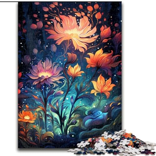 1000-teiliges Puzzle „Blühende Bunte Wildblumen“, Holzpuzzle für Teenager, Familien-Lernspiele, Heimdekoration, Geschenk (Größe 26x38cm) von WGLINGX