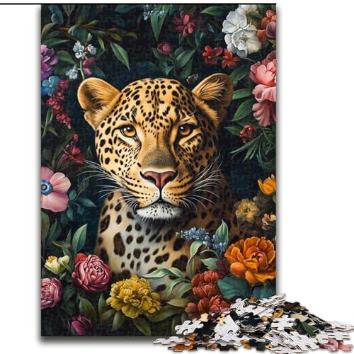 1000-teiliges Puzzle „Blumen und Leoparden“, 1000-teiliges Puzzle, Heimdekoration, Familienspaß, ab 14 Jahren (Größe 26x38cm) von WGLINGX