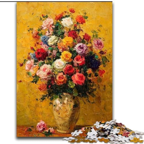 1000-teiliges Puzzle „Blumenkunst“, 1000 Teile für Erwachsene, anspruchsvolles Denkspiel für Teenager, Spaß für die ganze Familie, DIY-Geschenk zur Heimdekoration (Größe 26x38cm) von WGLINGX