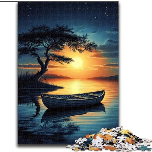1000-teiliges Puzzle „Boot bei Sonnenuntergang“, Puzzle für Erwachsene, 1000 Teile, Weihnachten oder Geburtstage (Größe 50x75cm) von WGLINGX