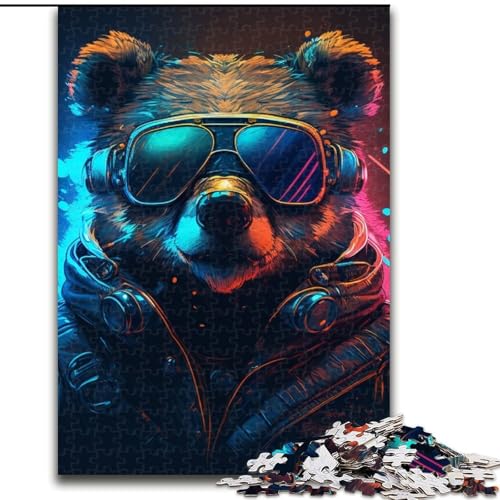 1000-teiliges Puzzle „Braunbär“, Holzpuzzle, interaktives Familienspiel, Denksportaufgabe, Geschenk, Lernspielzeug (Größe 38x26cm) von WGLINGX