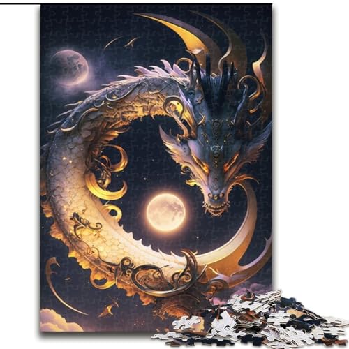 1000-teiliges Puzzle „Brave Dragon“, Holzpuzzle, Familienaktivität, Heimdeko-Geschenk, Familienspielzeug (Größe 26x38cm) von WGLINGX