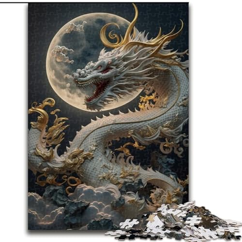 1000-teiliges Puzzle „Brave Dragon“, Holzpuzzle für Teenager, Familien-Lernspiele, Heimdekoration, Geschenk (Größe 26x38cm) von WGLINGX