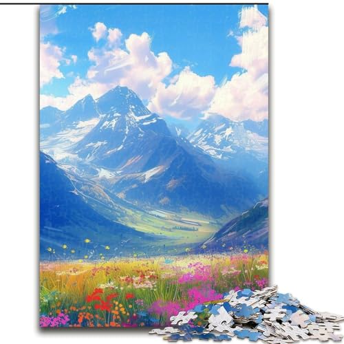 1000-teiliges Puzzle „Bunte Berge“, Holzpuzzle für Teenager, Familien-Lernspiele, Heimdekoration, Geschenk (Größe 26x38cm) von WGLINGX